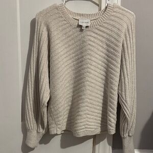 Pink Rose Cream Ribbed Sweater